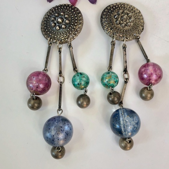 Vintage 80s Clip Statement Earrings - Picture 6 of 8